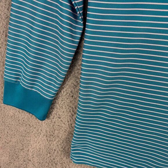 Crown & Ivy Shirt Mens Large Blue Pink Striped Long Sleeve Golf Polo Preppy Camp - Picture 6 of 12